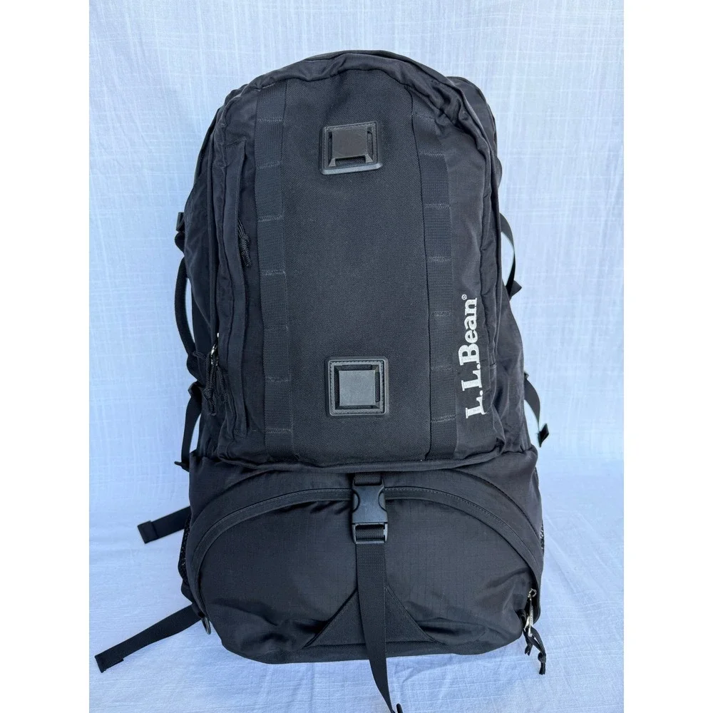 Rare 90s Vintage L.L. Bean Black Travel Hiking Backpack Duffle Internal Frame